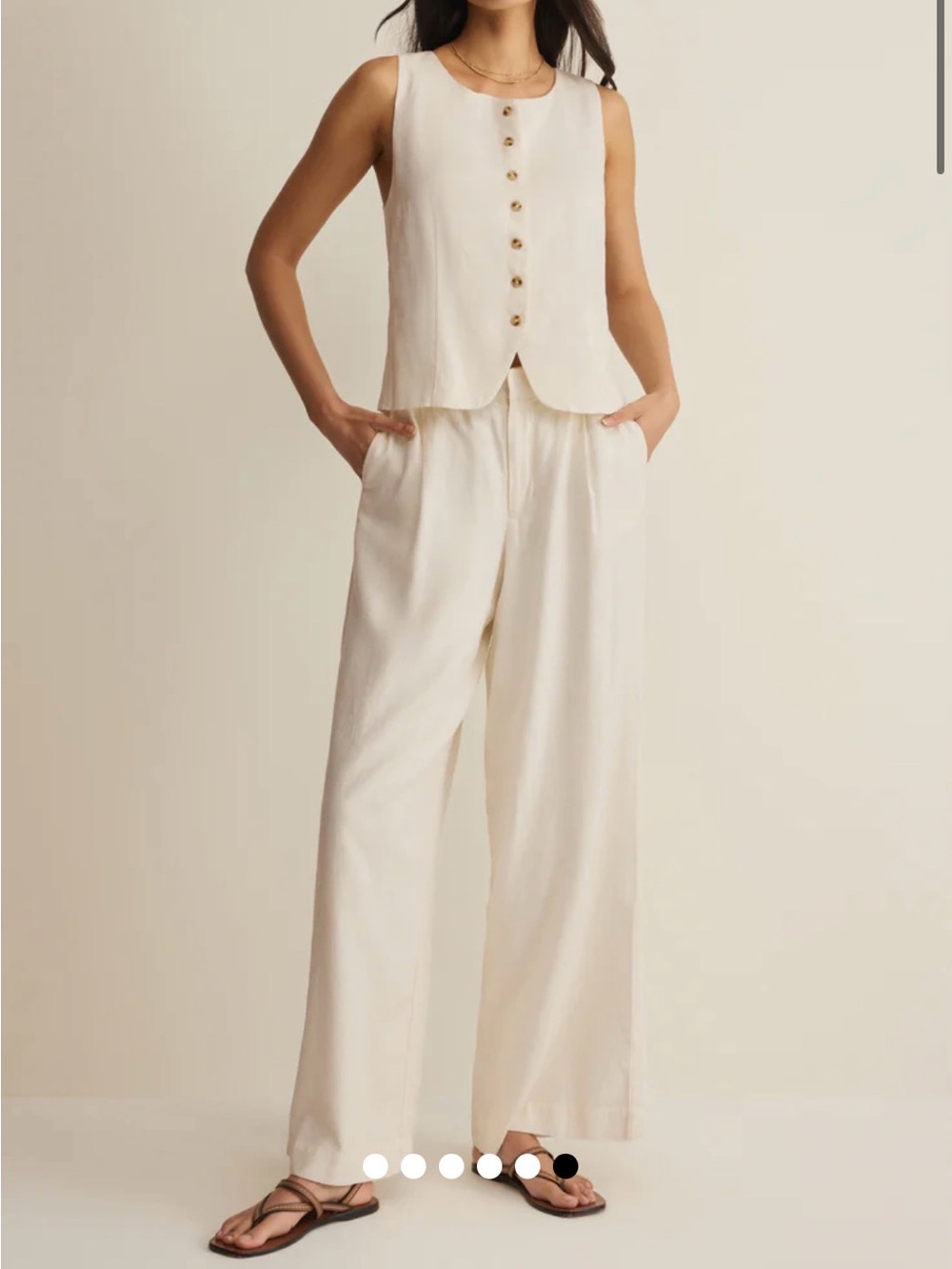 Z Supply Wide Leg Linen Blend Pants | Ivory | Size Small